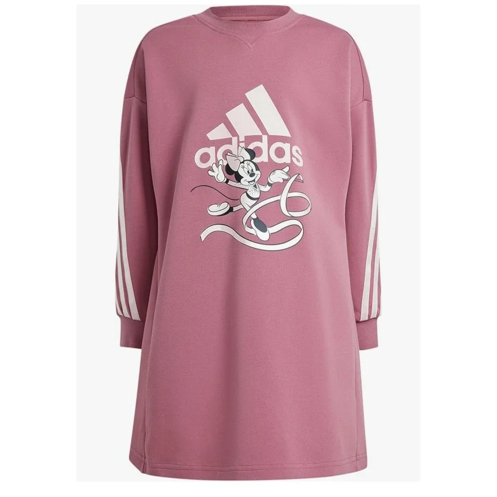 Adidas x Disney Minnie Mouse Girls Sweatshirt Dress Pink Mauve XS 7-8 Years